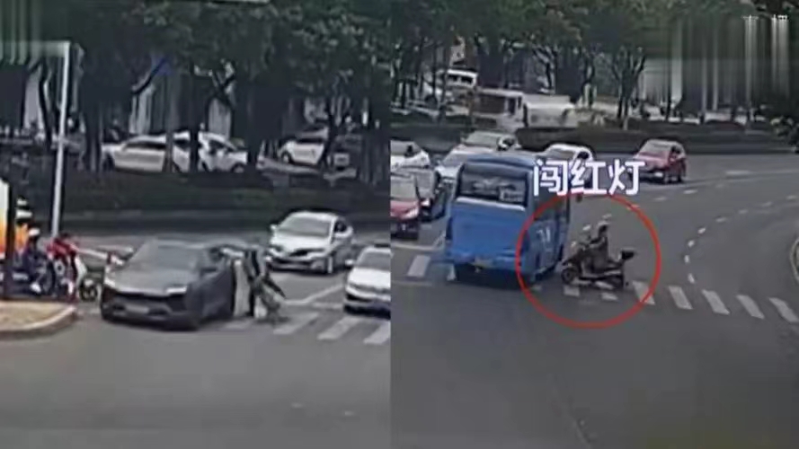 离谱！夫妻前后40分钟同一地闯红灯撞车
